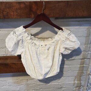 Blue Rain white midriff top size M